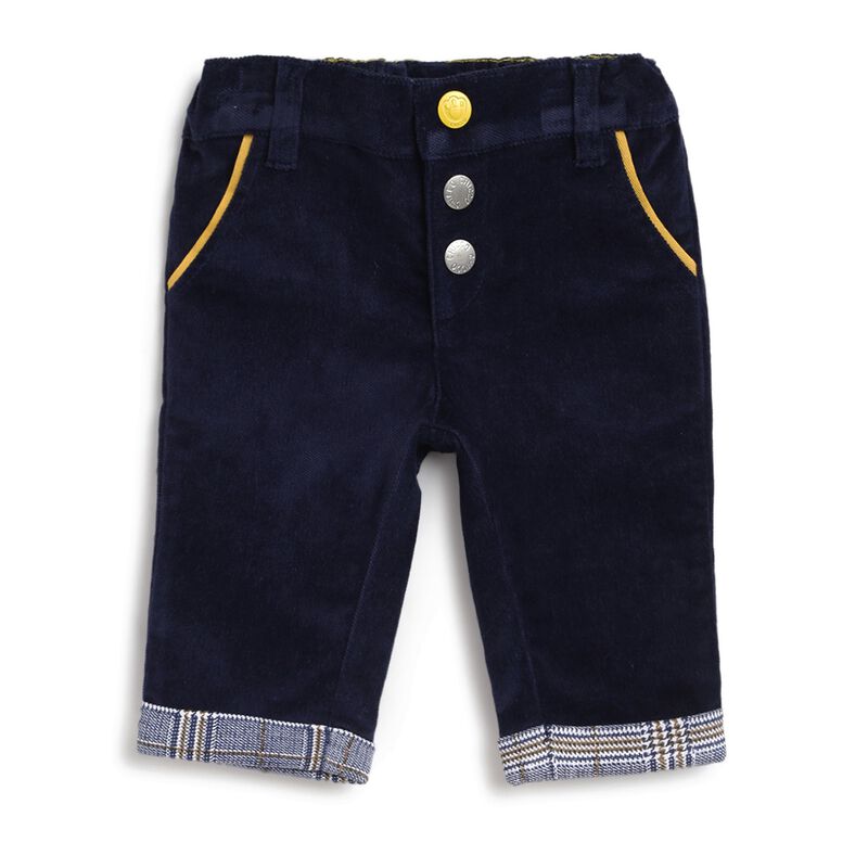 Boys Blue Velvet Solid Trouser image number 0
